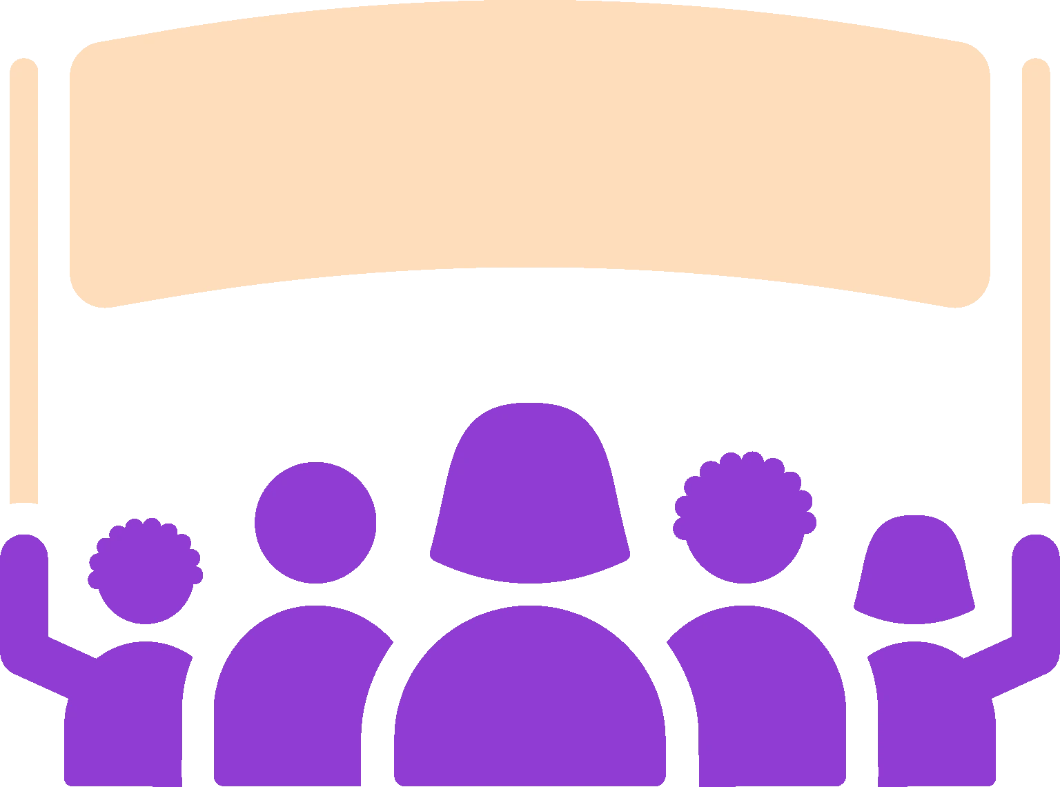 Ilustração de apoiadores segurando uma faixa em branco, representando o Comitê Central da campanha